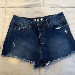 Rewash Dark Blue Distressed Jean Shorts